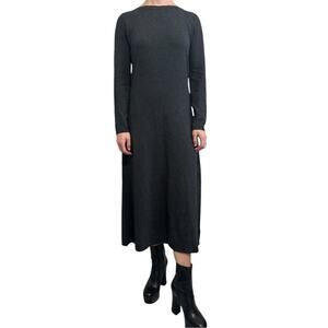 Vintage H by Halston Silk Cashmere Midi Dress size XS Gray Long Sleeve